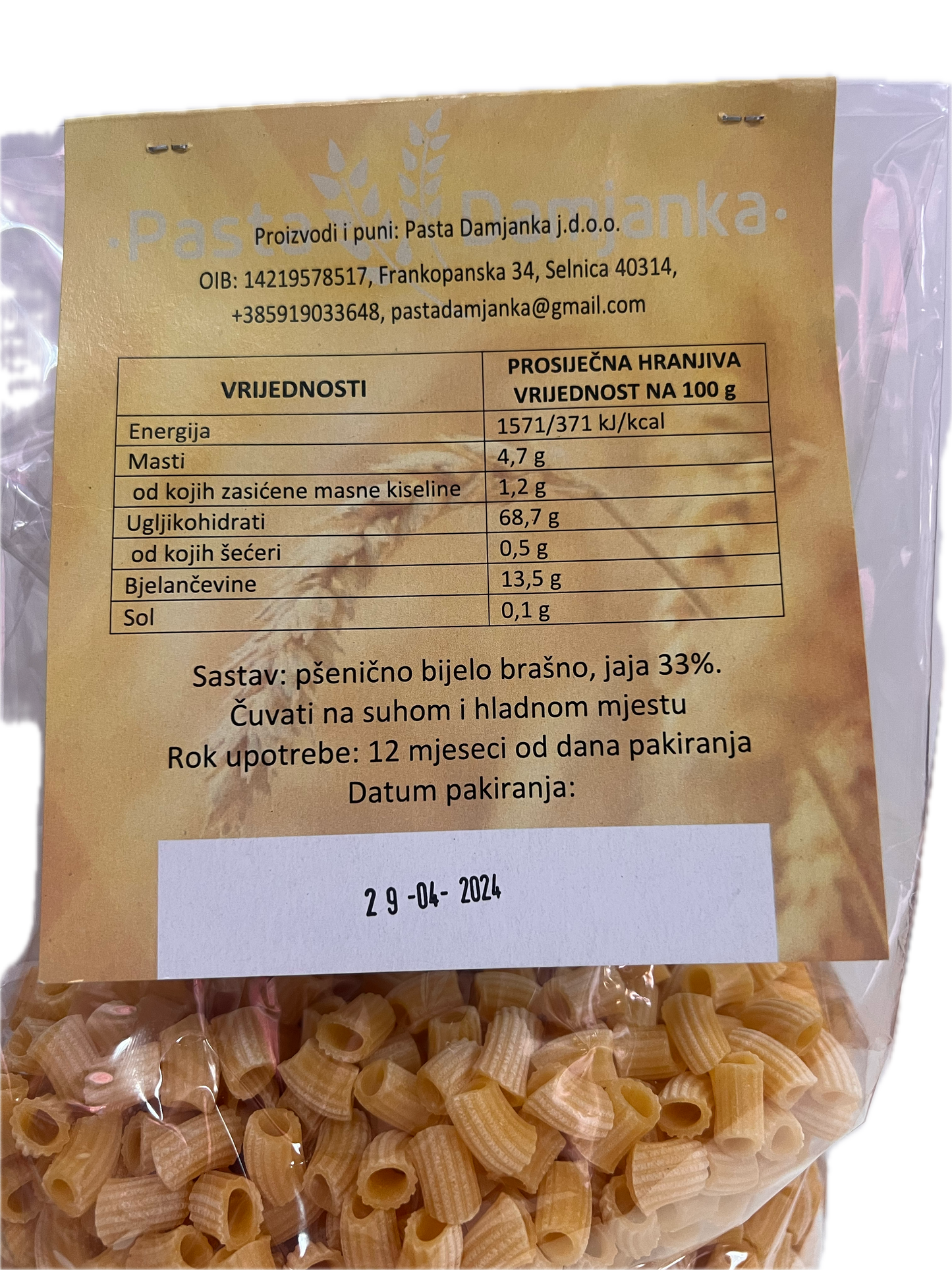 Tjestenine (damjanka), razne - 0,500 g.